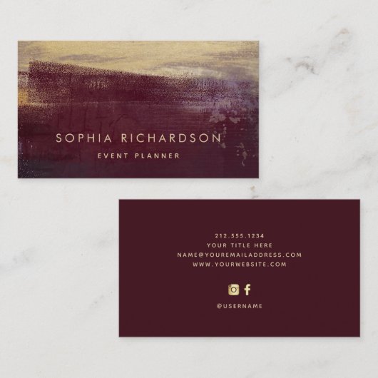 Elegant Luxe Paars en Gold Visitekaartje (Voorkant / Achterkant)