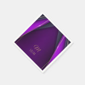 Elegant Luxe Paars Goud Monogram Modern Glam Servet (Hoek)