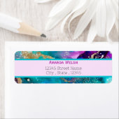 Elegant luxe paarse roze blauwgroen gouden retoura etiket (Insitu)