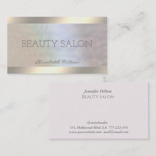 Elegant luxe parelholografisch lichtgevend visitekaartje (Voorkant / Achterkant)