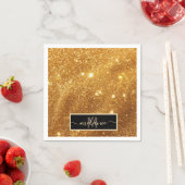 Elegant Luxe Pure Gold Glitter Monogram Glam Servet (Insitu)