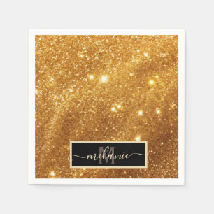 Elegant Luxe Puur Gouden Glitter Monogram Glamour Servet