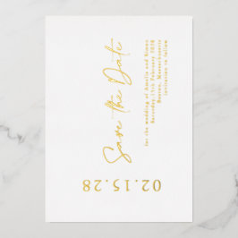 Elegant Luxe Real Gold Foil Bespaar op datum Folie Folie Uitnodiging