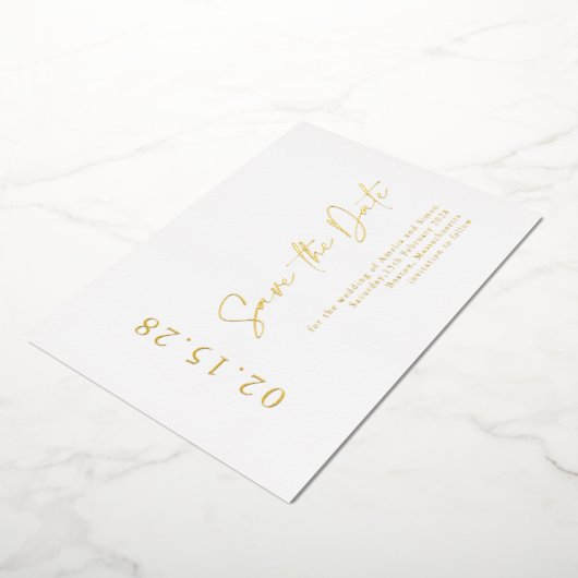 Elegant Luxe Real Gold Foil Bespaar op datum Folie Folie Uitnodiging (Gedraaid)