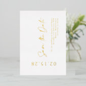 Elegant Luxe Real Gold Foil Bespaar op datum Folie Uitnodiging (Staand Voorkant)