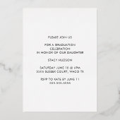 Elegant Luxe Roos Gold Afstuderen Folie Invitat Uitnodiging (Achterkant)