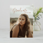 Elegant Luxe Roos Gold Afstuderen Folie Invitat Uitnodiging (Staand Voorkant)
