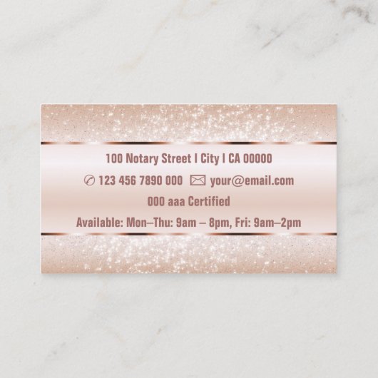 Elegant Luxe Roos Gouden Border Glitter Stars Luxe Visitekaartje (Achterkant)