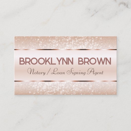 Elegant Luxe Roos Gouden Border Glitter Stars Luxe Visitekaartje (Voorkant)