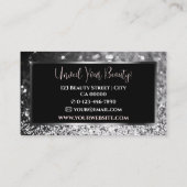 Elegant Luxe Roos Roze Zilver Sprankelende Glitter Visitekaartje (Achterkant)