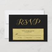 Elegant luxe Rsvp-script voor zwarte en gouden bru RSVP Kaartje (Voorkant)