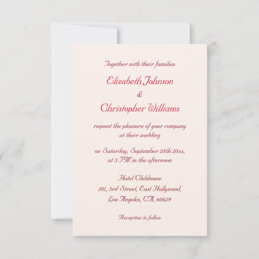 Elegant Luxe Satin Custom Wedding Kaart (Voorkant)