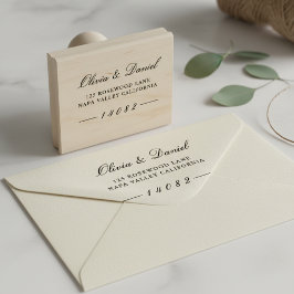 Elegant Luxe Script Custom Wedding Return Address  Rubberstempel