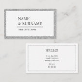 Elegant Luxe Silver Glitter Social Visitekaartje (Voorkant / Achterkant)