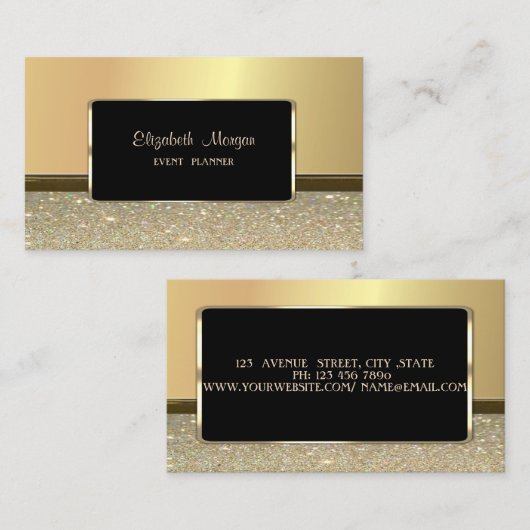 Elegant luxe stijlvol, Faux Gold Glitter Visitekaartje (Voorkant / Achterkant)