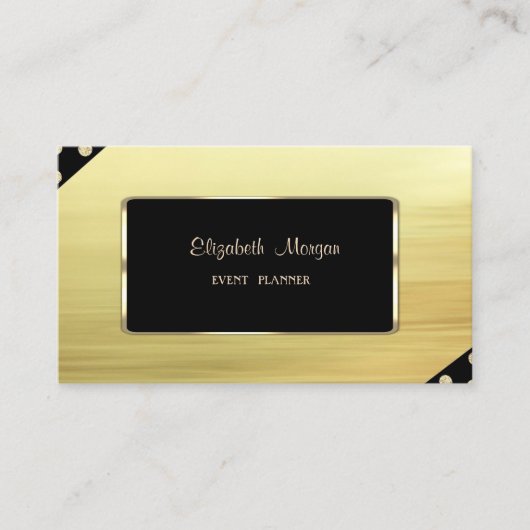 Elegant luxe stijlvol, Faux Gold, zwart Lijst Visitekaartje (Voorkant)