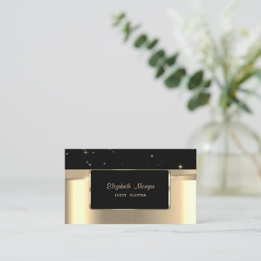 Elegant luxe stijlvol, Faux Gold, zwart Visitekaartje (Staand voorkant)