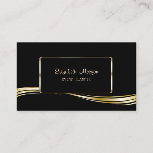 Elegant luxe stijlvol, Faux Gold, zwart Visitekaartje (Voorkant)
