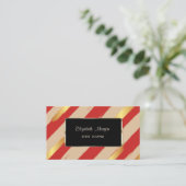 Elegant luxe stijlvol, gestreept, rood, zwart Lijs Visitekaartje (Staand voorkant)