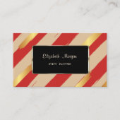 Elegant luxe stijlvol, gestreept, rood, zwart Lijs Visitekaartje (Voorkant)