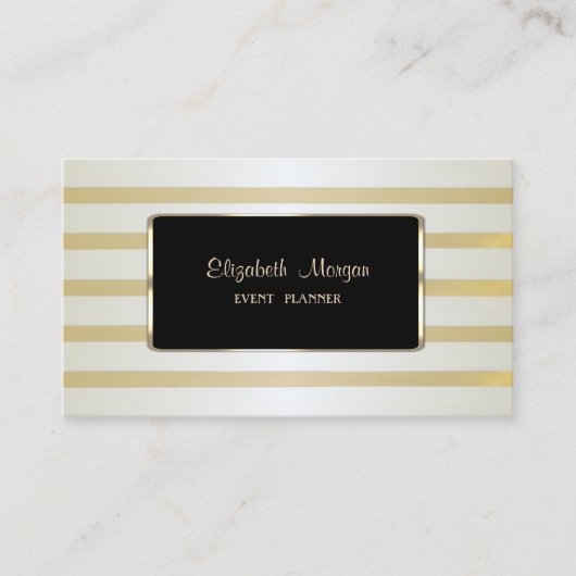 Elegant luxe stijlvol, Gold Stripes Visitekaartje (Voorkant)