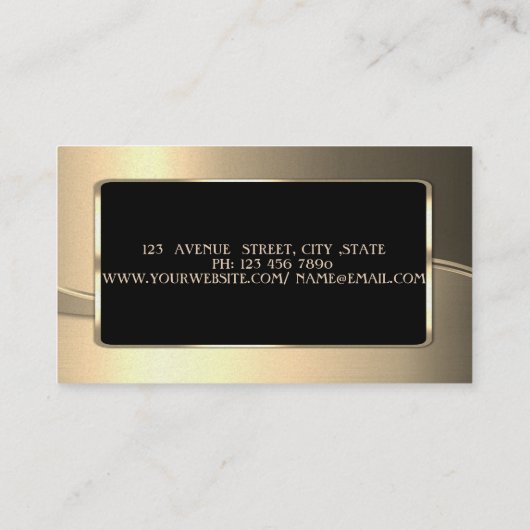 Elegant luxe stijlvol, goud, Lijst Visitekaartje (Achterkant)