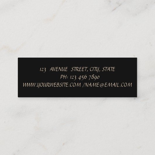 Elegant luxe stijlvol, goud, zwart mini visitekaartje (Achterkant)
