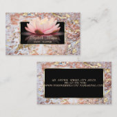 Elegant luxe stijlvol, modern, Lotus Glitter Marbl Visitekaartje (Voorkant / Achterkant)