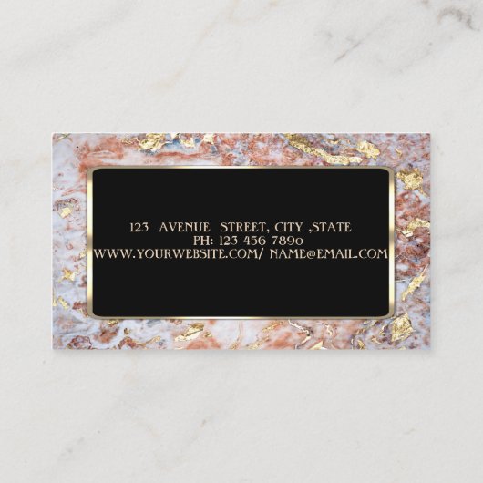 Elegant luxe stijlvol, modern, Lotus Glitter Marbl Visitekaartje (Achterkant)