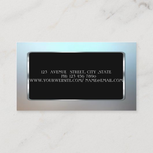 Elegant luxe stijlvol, modern, zwart Lijst, blauw Visitekaartje (Achterkant)
