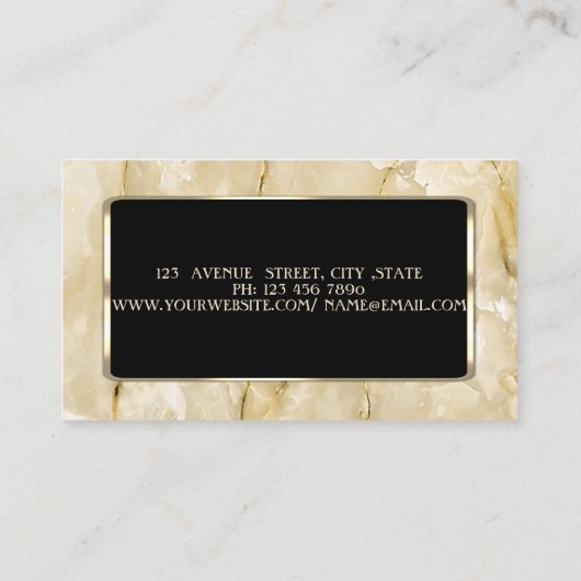 Elegant luxe stijlvol, modern, zwart Lijst, marmer Visitekaartje (Achterkant)