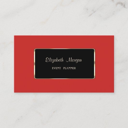 Elegant luxe stijlvol, rood, zwart Lijst Visitekaartje (Voorkant)