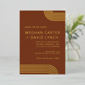 Elegant Luxe Terracotta Arched Gold Wedding Folie Uitnodiging (Staand Voorkant)