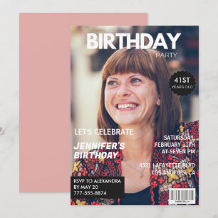 Elegant Luxe Tijdschrift Foto 41e verjaardag Kaart