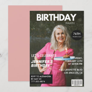 Elegant Luxe Tijdschrift Foto 76ste verjaardag Kaart