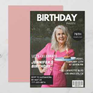 Elegant Luxe Tijdschrift Foto 78ste verjaardag Kaart