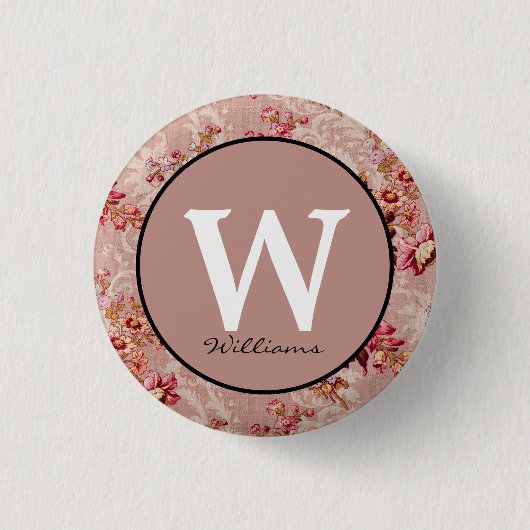 Elegant luxe verjaardag Monogram initiaal Ronde Button 3,2 Cm (Voorkant)