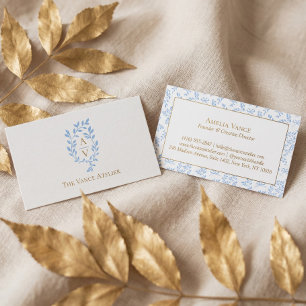 Elegant Luxe Vintage Blad Takken Wapen Monogram Visitekaartje