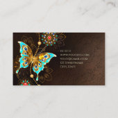 Elegant luxe vlinder bruin turkooizen goud visitekaartje (Achterkant)