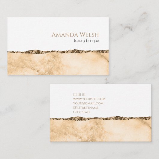 Elegant luxe witte goudglitter butique visitekaartje (Voorkant / Achterkant)