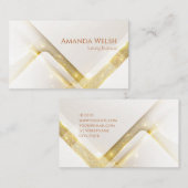 Elegant luxe witte goudstrepen geometrie butique visitekaartje (Voorkant / Achterkant)