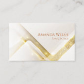 Elegant luxe witte goudstrepen geometrie butique visitekaartje (Voorkant)