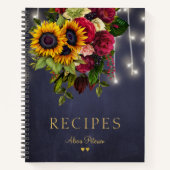 Elegant luxe zonnebloem en rozen marinerecept notitieboek (Voorkant)