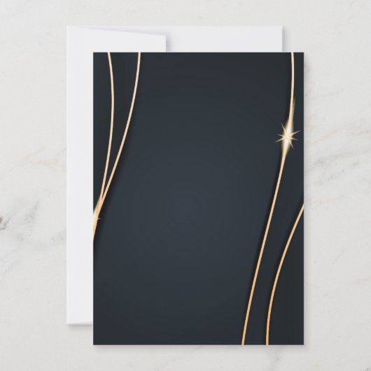 Elegant Luxe Zwart en Goud Bloemen bruiloft Kaart (Achterkant)