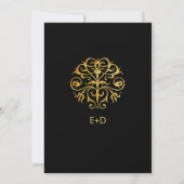 Elegant luxe zwart en goud bruiloft script kaart (Achterkant)