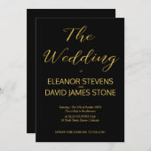 Elegant luxe zwart en goud bruiloft script kaart (Voorkant / Achterkant)