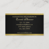 Elegant luxe zwart en goud geometrisch gaas visitekaartje (Achterkant)