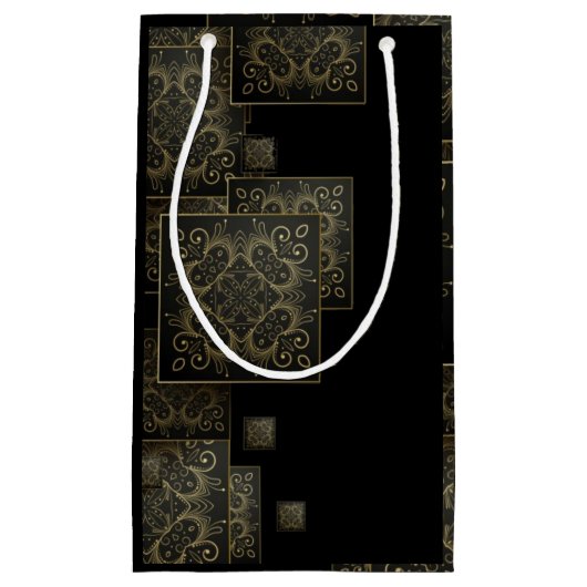 Elegant luxe zwart en goud klein cadeauzakje (Voorkant)