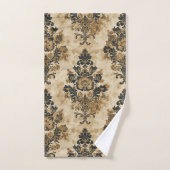Elegant Luxe Zwart Goud Beige Ivoor Damast Bad Handdoek (Handdoek)