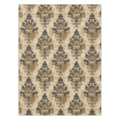 Elegant Luxe Zwart Goud Beige Ivoor Damast Tafelkleed (Voorkant)